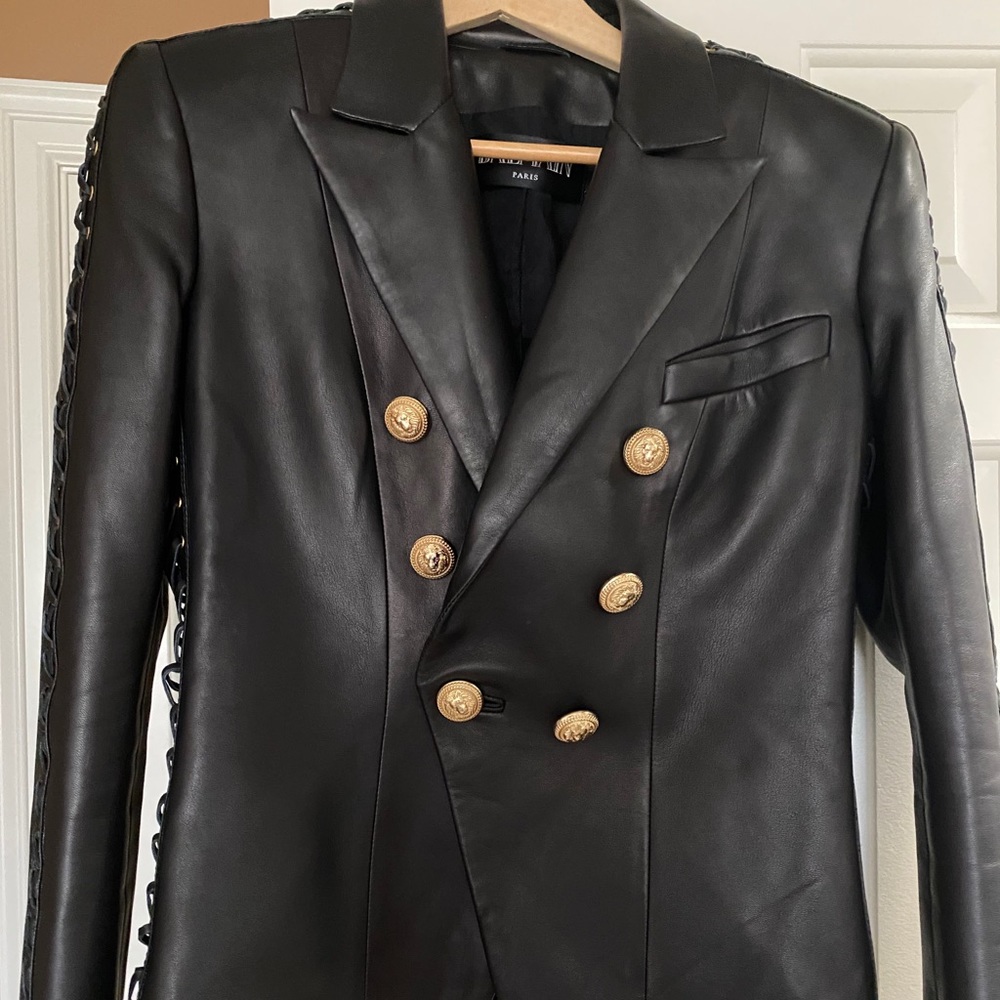 Balmain leather blazer. Size FR42. US10.